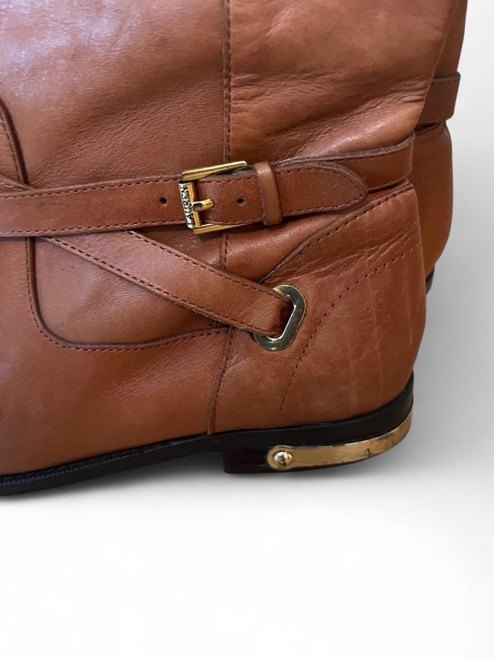 Ralph Lauren Cognac Leather Over-the-Knee Riding Boots - Picture 3 of 8